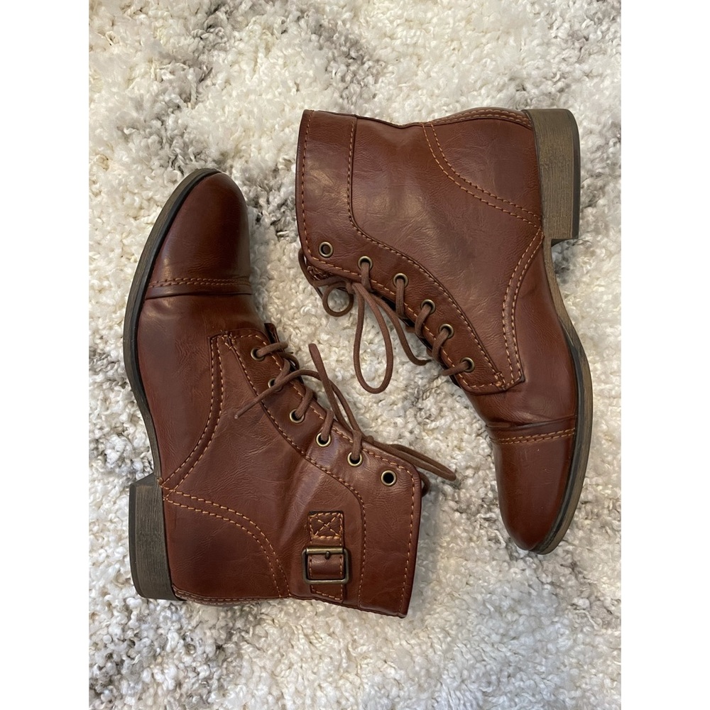 Madden Girl Cognac Leather Booties